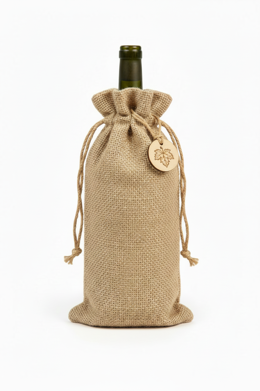 Full jute wine bag with bottle